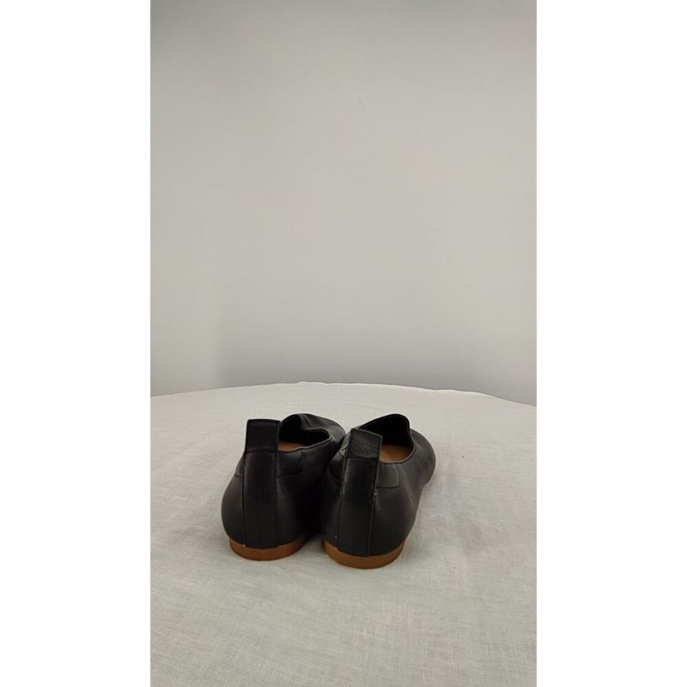 Quince Black Pointed-Toe Leather Flat with Tan Sole Pull Tab - Picture 3 of 4
